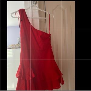 One shoulder Red ruffled mini dress HelloMolly New